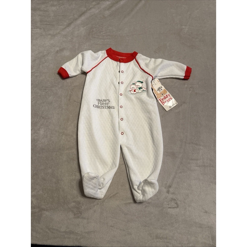 Vintage NWT Baby's First Christmas‎ One-Piece Large 17-20 Lbs Teddy Bears